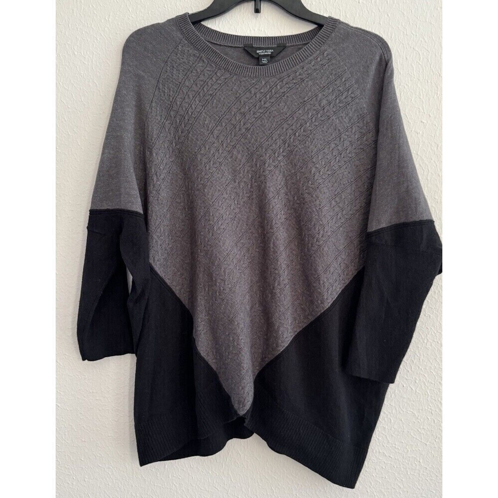 Simply Vera Wang Women Top Simply Vera Wang Lightweight Poncho Black Gray M/L